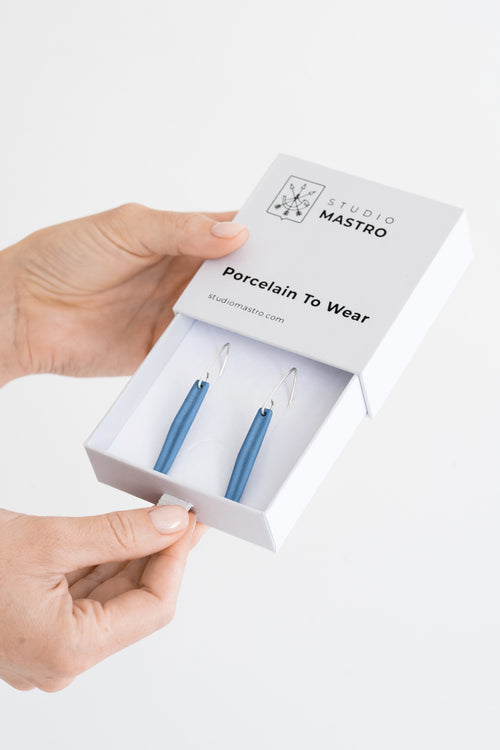 ARCH / Porcelain Statement Earring / Glazed - Blue