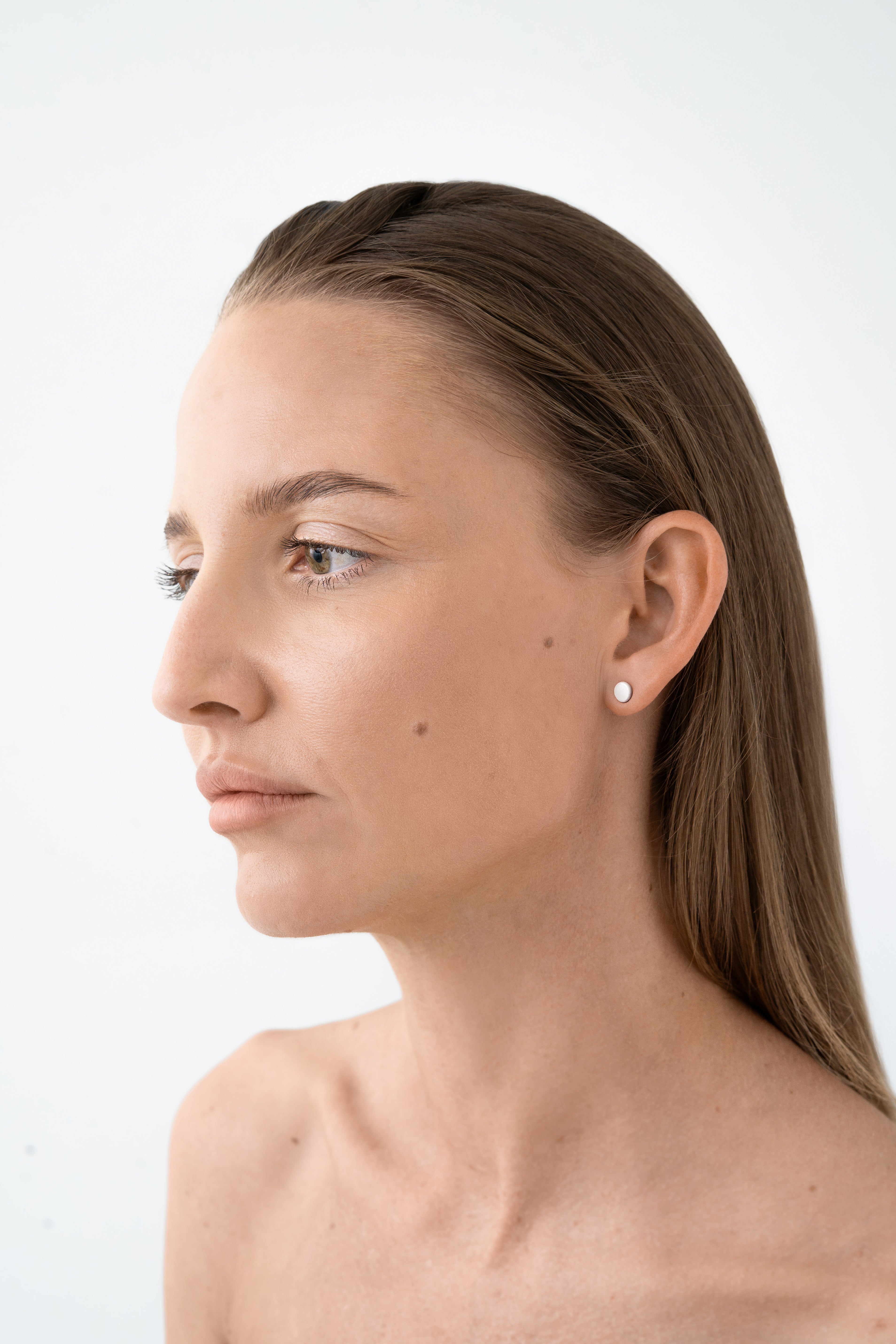 DROP / Porcelain Stud Earring / Glazed - White