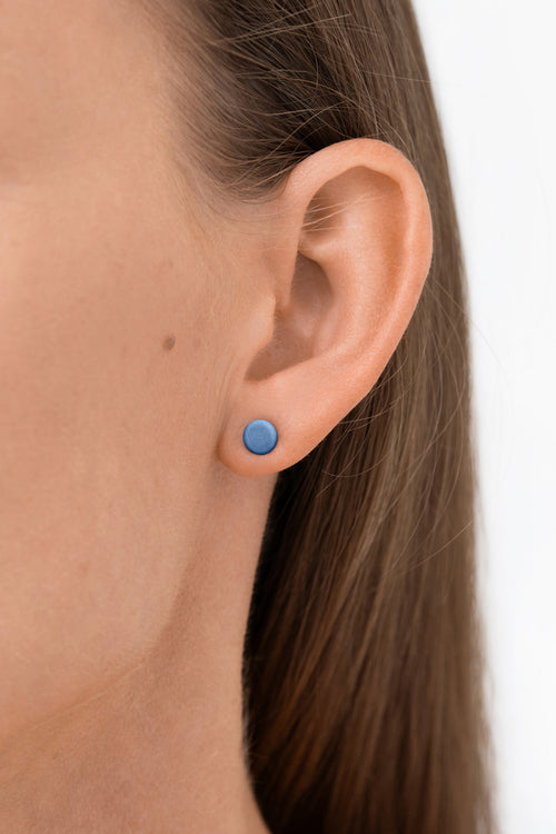 Matt blue porcelain stud with 925 sterling silver. Individually handcrafted by IAC member Márton Strohner. Limited series, made to order. STUDIO MASTRO