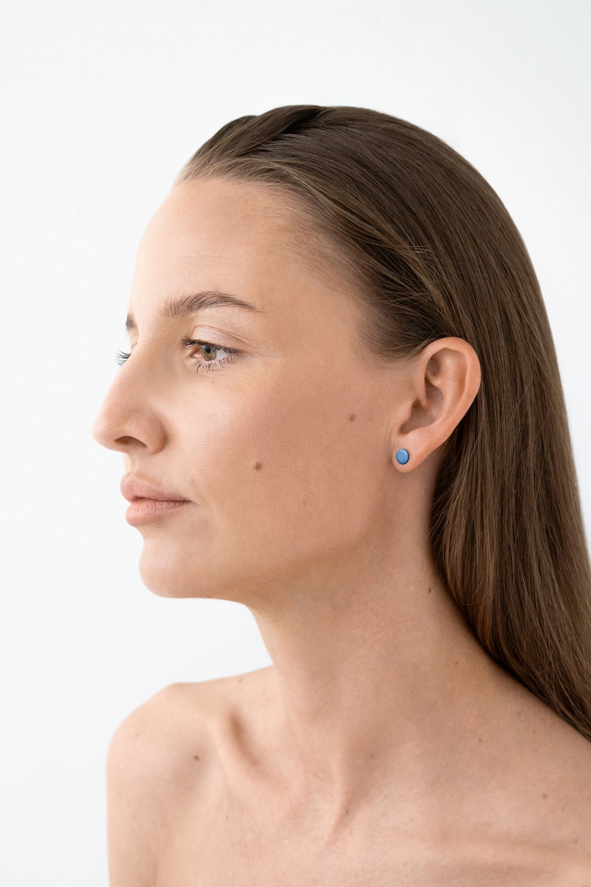 DROP / Porcelain Stud Earring / Matt - Blue