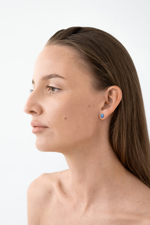 Matt blue porcelain stud with 925 sterling silver. Individually handcrafted by IAC member Márton Strohner. Limited series, made to order. STUDIO MASTRO