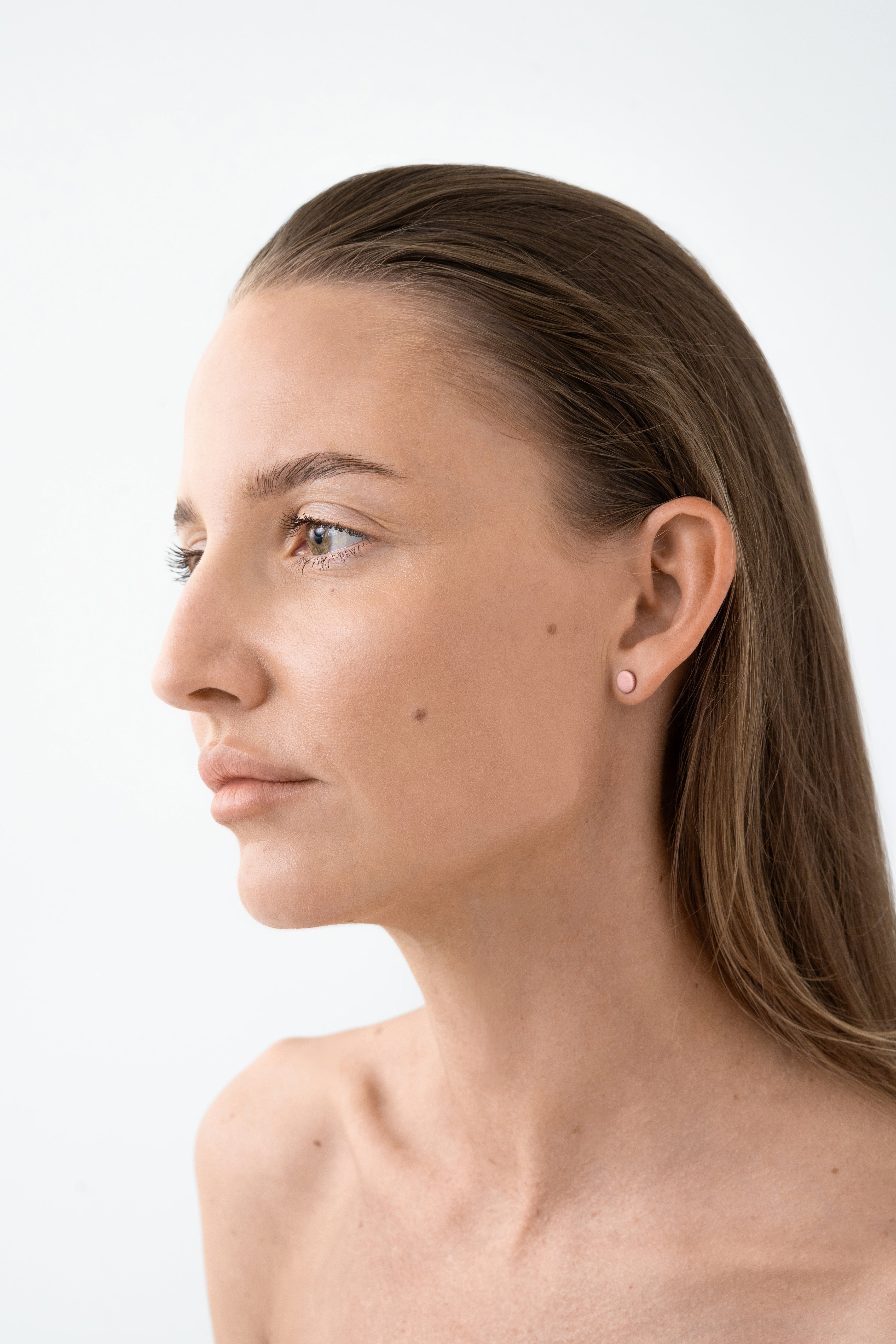 DROP / Porcelain Stud Earring / Matt - Pink