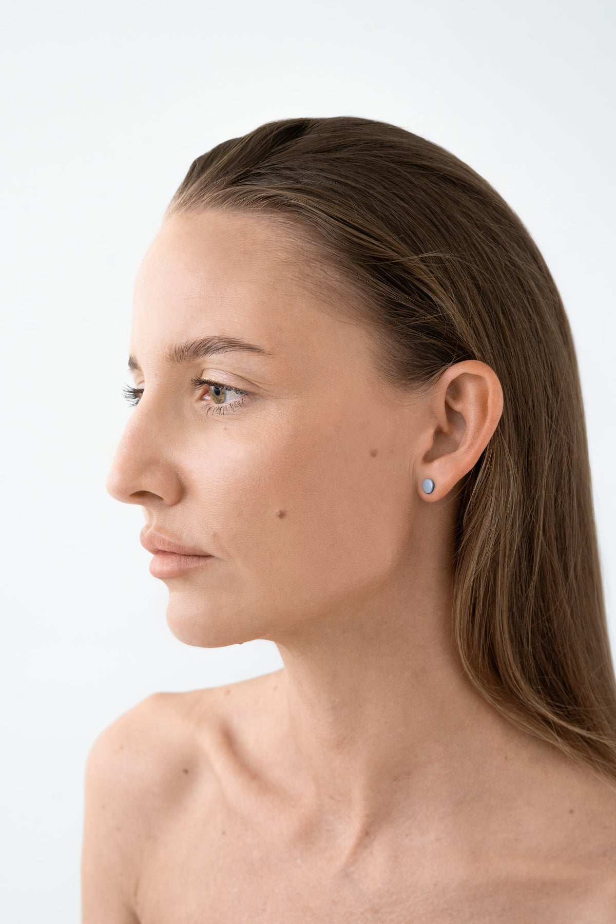 DROP / Porcelain Stud Earring / Glazed - Light Blue